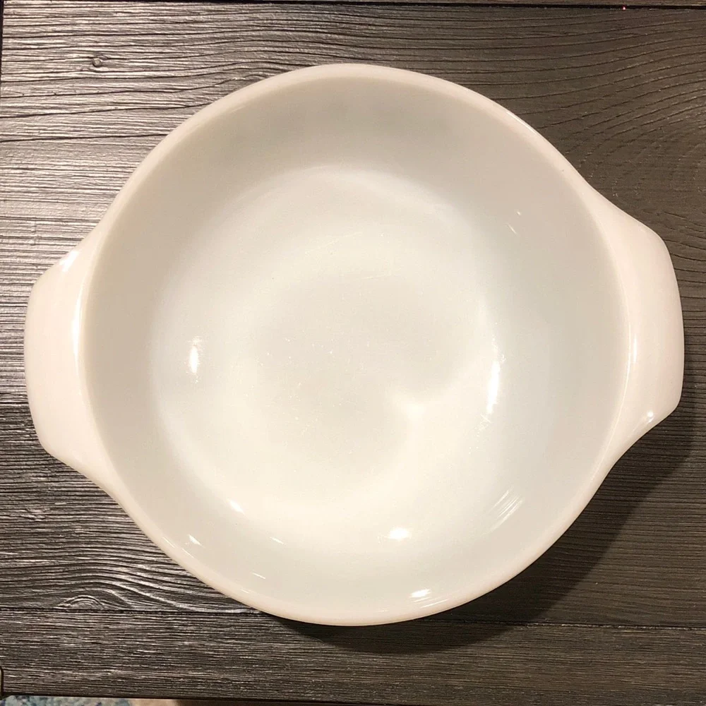 Anchor Hocking Fire King White Green Meadow Baking Dish 1.5QT